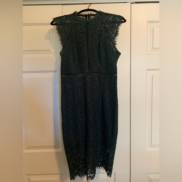 Bardot | Green Lace Panel Sheath Dress - Picture 2 of 9